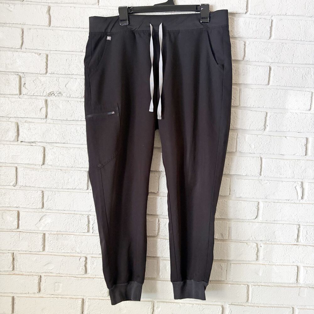 FIGS Zamora Jogger Scrub Pants XL Black Medical Pants w/Pockets Elastic Waist